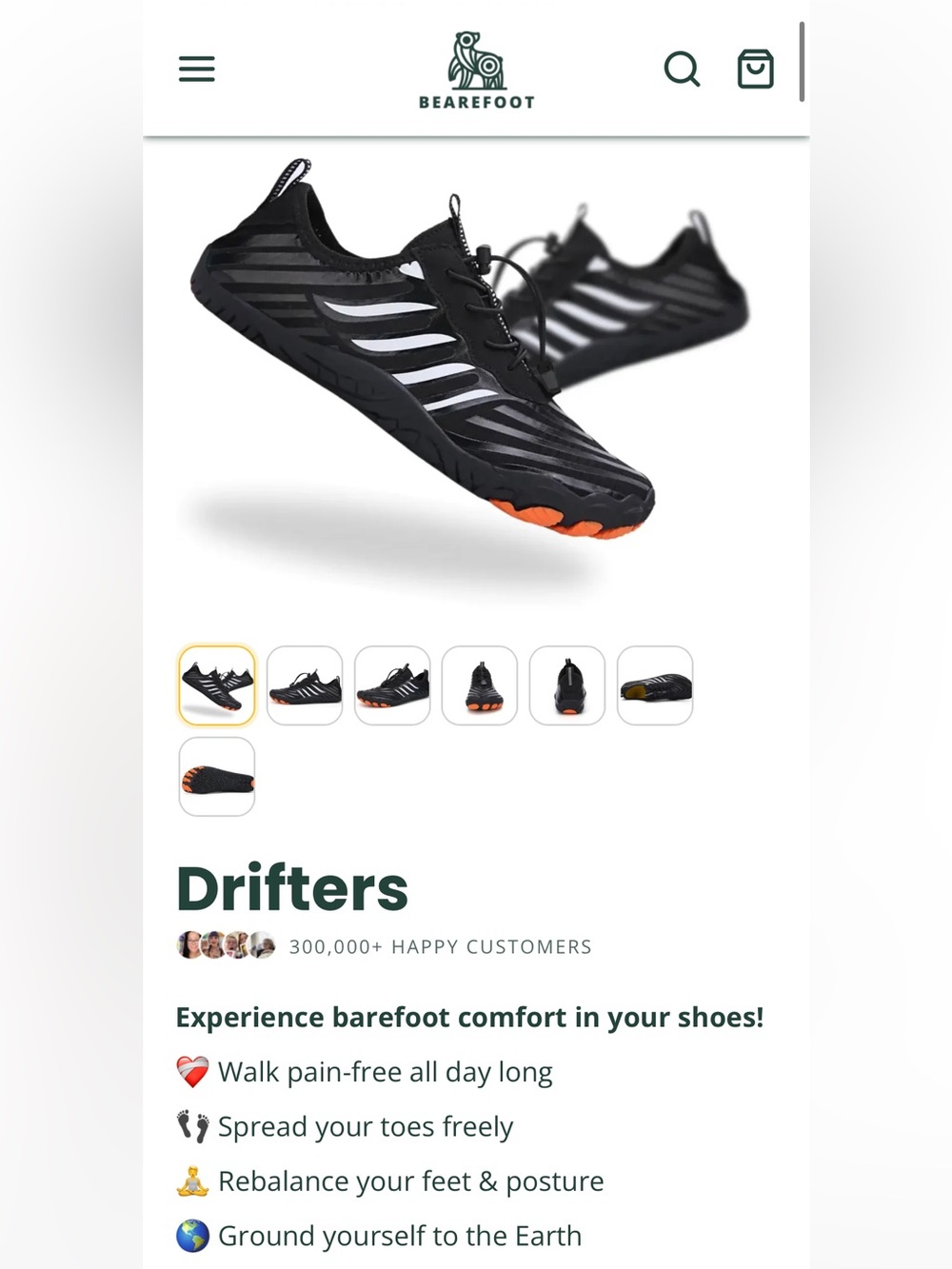 Drifters Women’s Athletic Shoes - Black with White and Orange Accents